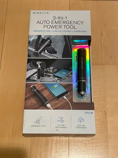 BRAND NEW 3-in-1 Auto Window PUNCH Tool USB CHARGER BATTERY, View more