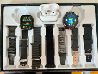 Combo 2 montres intelligentes + écouteurs +7 bracelets -Noir