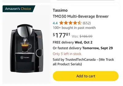 Tassimo TMO30 Multi-Beverage Brewer, View more