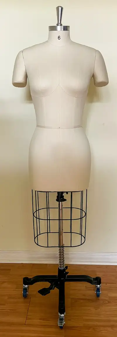 Female Dress Form Mannequin – Size 6 – Pinnable with Collapsible Shoulders and Back Cage (White) Per...