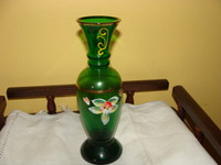 Vase à fleurs en verre de couleur vert