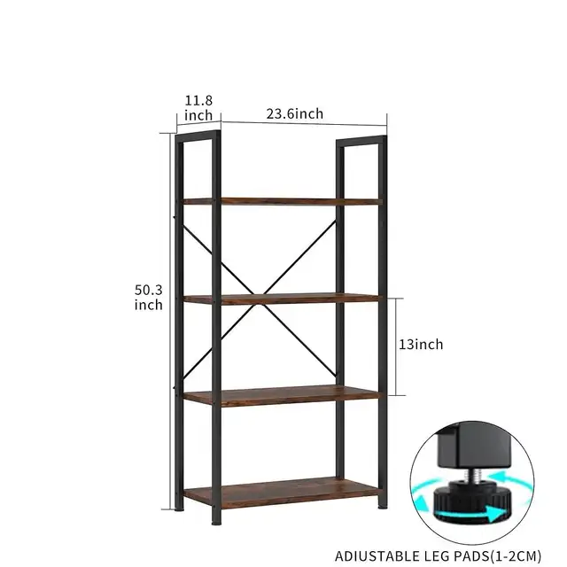 4-Tier 24inch Rustic Brown Shelving Unit Wood Bookcase with Open in Bookcases & Shelving Units in Markham / York Region - Image 11