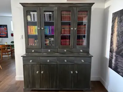 solid pine 2-piece buffet and hutch, View more