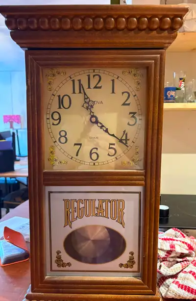 Large classic numerals with ornate hands. Missing 2 rivets on the right side of the door, to keep it...
