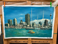 LARGE Original Toronto Skyline Oil Painting On Canvas (Signed)