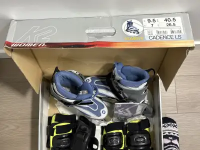 K2 Women's Inline Roller Blades, as pictured, Size US 8.5 / EUR 39.5. Includes Firefly knee, elbow,...