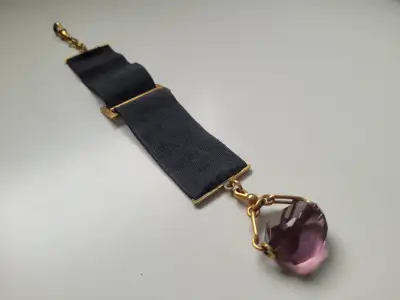 Antique Amethyst Glass Spinner Watch Fob, View more
