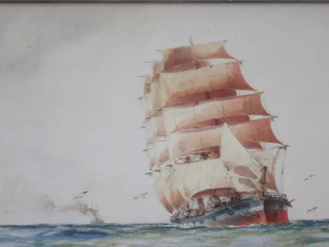 Old Time Painting of Ship Heading Out to Sea in Arts & Collectibles in Oshawa / Durham Region - Image 7