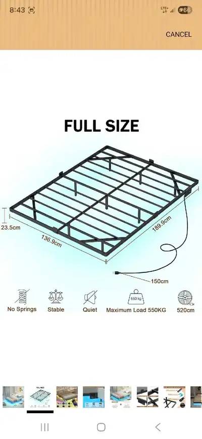 New Full Double Bed frame with Led lights, View more
