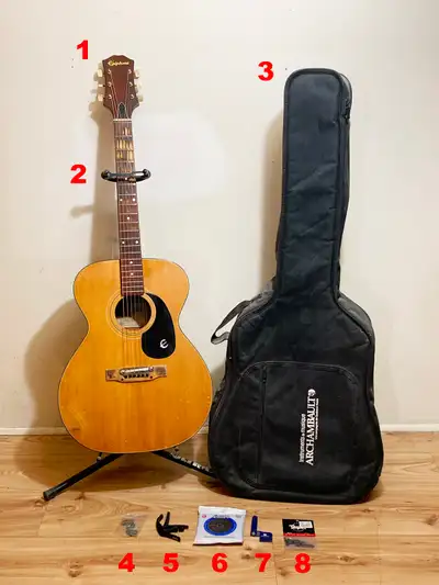 Epiphone Acoustic Guitar, Stand, Case & Accessories, View more