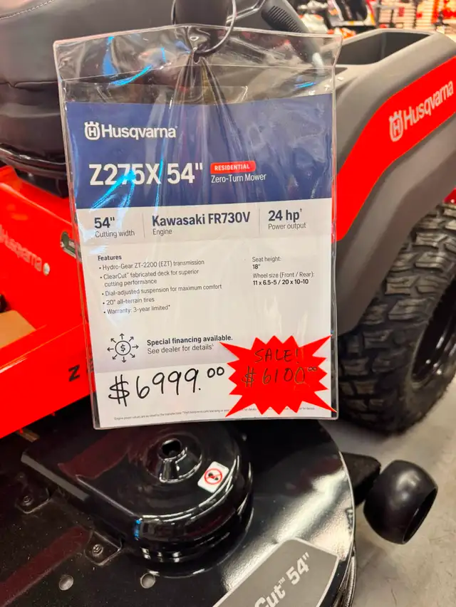 Husqvarna Z275X 54” Zero-Turn Mower – NEW in Lawnmowers & Leaf Blowers in Barrie - Image 6