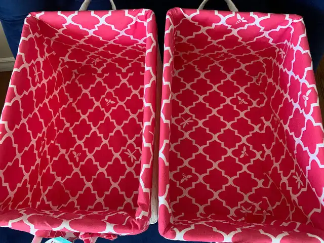 2 new storage-gift white baskets pink fabric lined Homesense in Bookcases & Shelving Units in Edmonton - Image 3