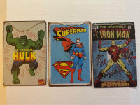 NEW Superhero metal wall hangings superman Ironman hulk