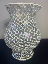 Handcrafted Iridescent Aqua Marine Mosaic Vase