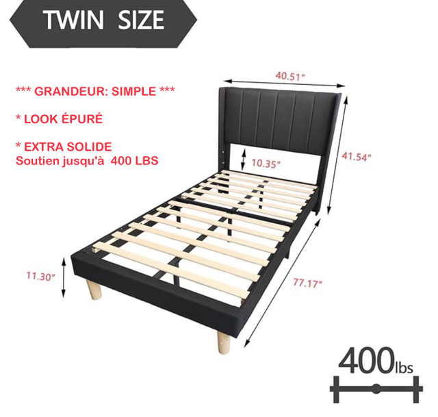 Base  TWIN BED dans Lits et matelas  à Sherbrooke - Image 2