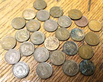Canada 1 cent coins of George V and George VI  Bronze, View more
