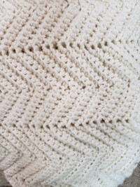 ** HANDMADE CROCHETED BED OR COUCH THROWS IVORY **