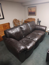 Leather couch, chair and ottoman