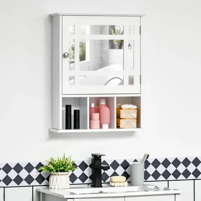 Bathroom Mirror Cabinet, Wall Mounted Medicine Cabinet, 3 Shelf  in Home Décor & Accents in Markham / York Region - Image 8