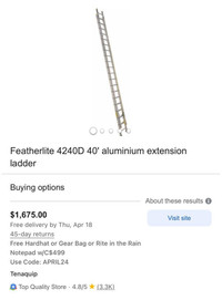 Featherlite 4240D 40' aluminium extension ladder