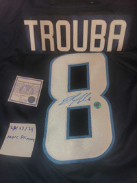 Jacob Trouba signed jersey COA, 8x10 photo Jets Rangers Hockey