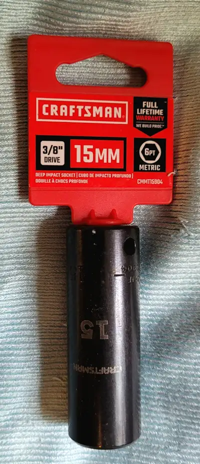 New and Unused CRAFTSMAN 6-Point Steel Deep Socket - 15-mm x 3/8-in This deep metric steel socket ha...