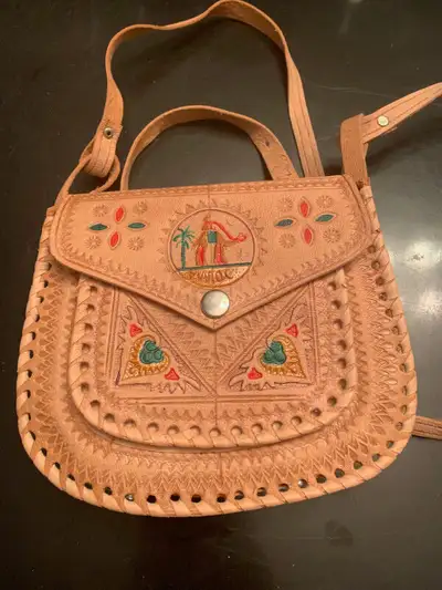 Unique, small leather purse from Morocco for adult or young adult. Brand new. Unique Moroccan handic...