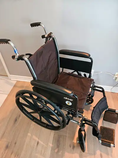 Foldable, lightweight wheelchair holds up to 350lbs...maintenance free 8" front caster wheels and 24...