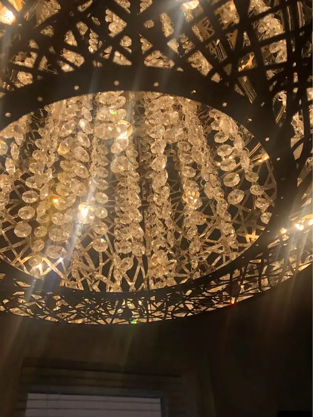Crystal Chandelier with Chrome Cutout Shade in Indoor Lighting & Fans in Markham / York Region - Image 3
