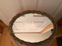 Vintage Ornate Brass Oval Vanity Dresser Mirror