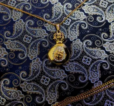 Gold Money Bag Necklace Pendant and Chain, View more
