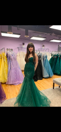 Emerald Green Prom Dress - size 2