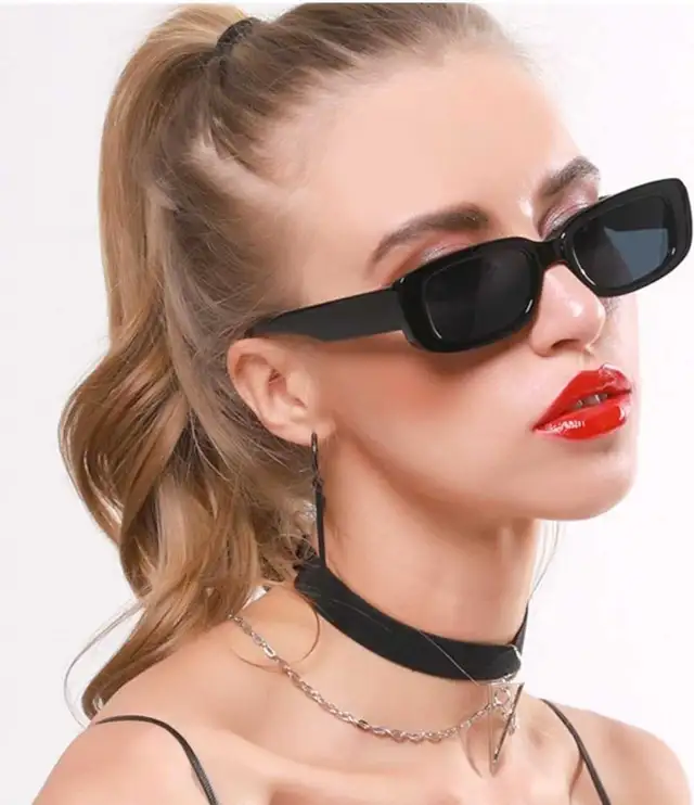 Rectangle 90s Y2K Sunglasses – Retro Black Frame Unisex | UV400  in Multi-item in City of Toronto - Image 6