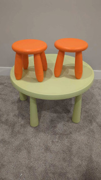 IKEA kids table and 2 stools