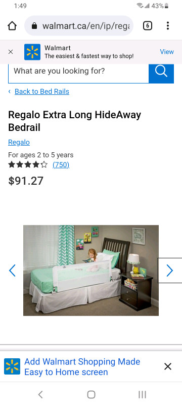 Regalo 54" extra long hide away bedrail. New in box  in Gates, Monitors & Safety in City of Halifax