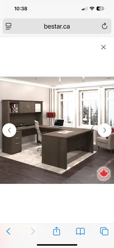 Bestar Office Desk with Pedestal and Hutch, View more