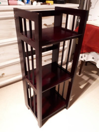 Foldable Bookcase/Shelving Unit- 3-Tier Solid Wood, Red Mahogany