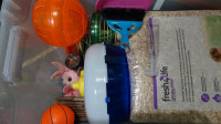 Hamster cage, food, beding, toys etc