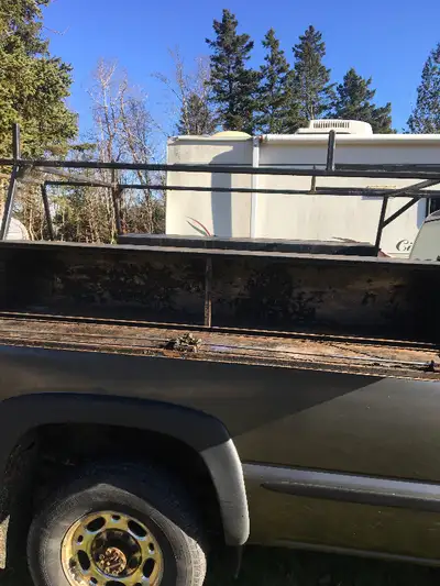 8’Steel ladder rack with tool boxes