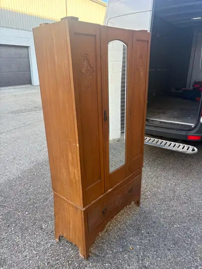 Free delivery antique Vintage Wooden Armoire with Mirror, View more