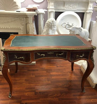 Louis xv style vintage writing desk with bronze