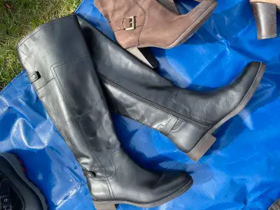 Womens 7.5 black Franco Sarto leather boots in excellent condition Pickup in Pontypool