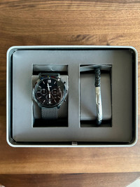 Fossil Black Chronograph Watch and Bracelet