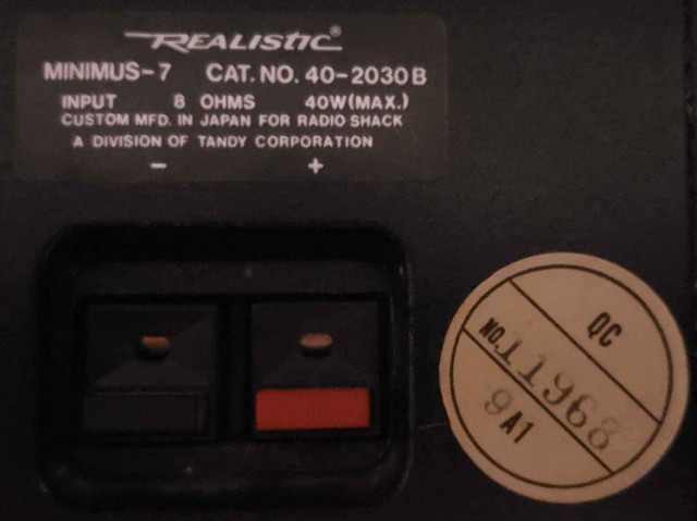 Realistic Minimus 7 40-2030B 40watts 8ohms bookshelf Speakers 40 dans Haut-parleurs  à Longueuil/Rive Sud - Image 4