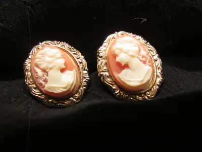 Vintage Head Cameo Earrings with 18-carat Gold plated beautiful, View more