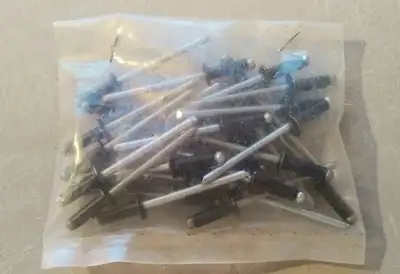 NEW - Set of 27 Long 5/32"(4mm) Aluminum Rivets with Black Heads, View more