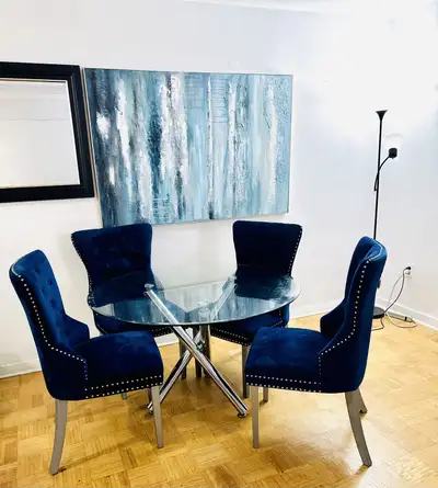 Glass Dining Set-4 chairs and table free delivery, View more