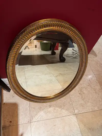 Vintage Ornate Gold Oval Wall Mirror, View more