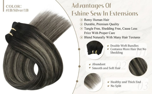NEW: 22 Inch Real Human Hair Weft Extensions, 100g in Other in Markham / York Region - Image 2