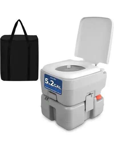 Brand new SerenLife Portable Toilet - 5.2 Gallon Camping and RV Porta Potty, Flushable, Leak Proof a...